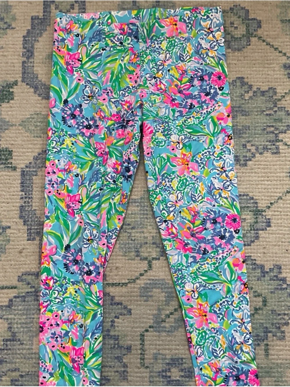 Lilly Pulitzer Girls' Floral Capri Leggings - Pink, Turquoise & Green